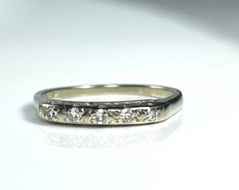 Antique Diamond Blossom Band White Gold Art Deco Era
