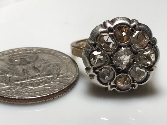 Heavy Georgian Rose Cut Diamond Engagement Ring i… - image 3