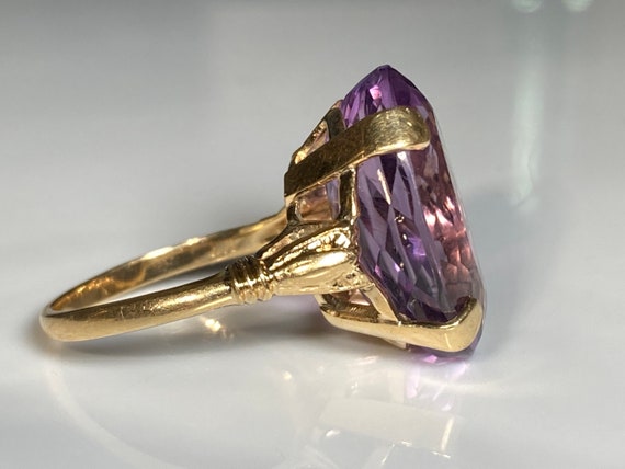 Antique Art Nouveau Amethyst Ring in 14K Yellow G… - image 8