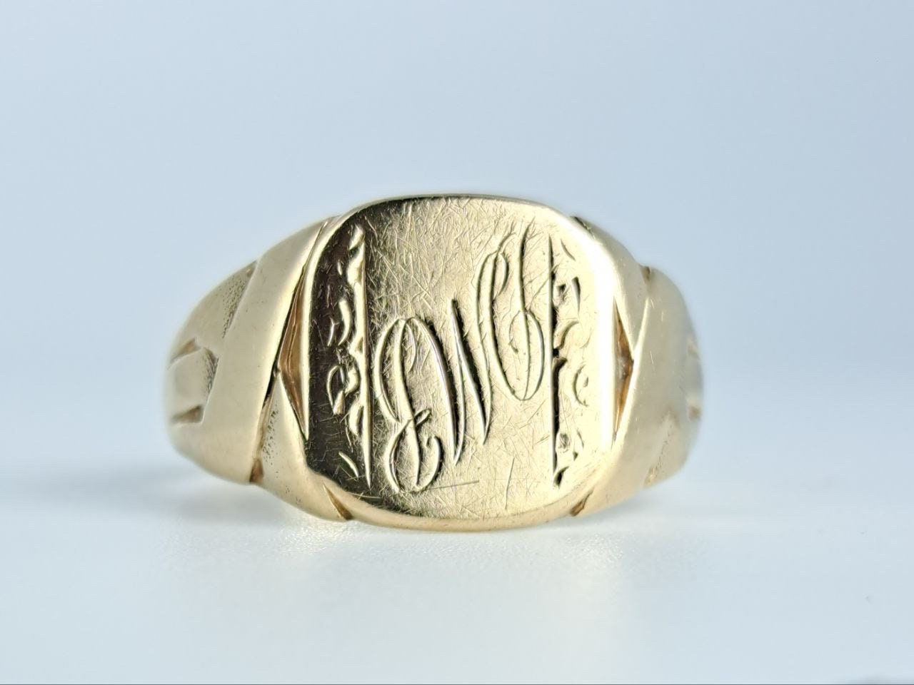 Antique Gold Signet Ring in 9K Yellow Gold Art Deco Era - Etsy