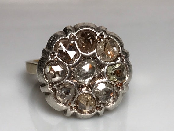 Heavy Georgian Rose Cut Diamond Engagement Ring i… - image 4