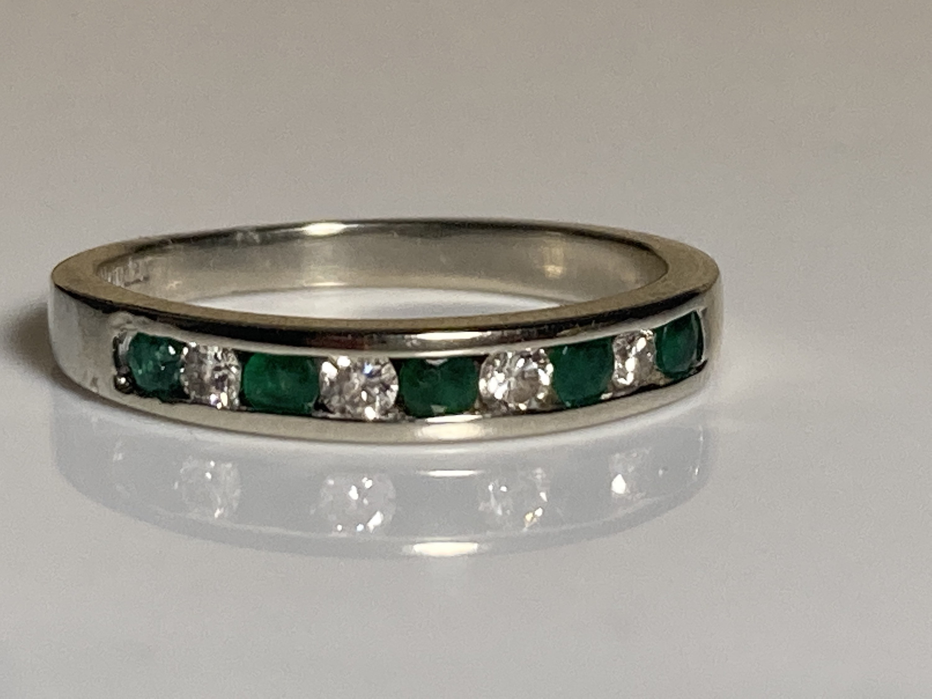1ct Round Green Emerald Half Eternity Vintage Wedding Band 14k White Gold Over