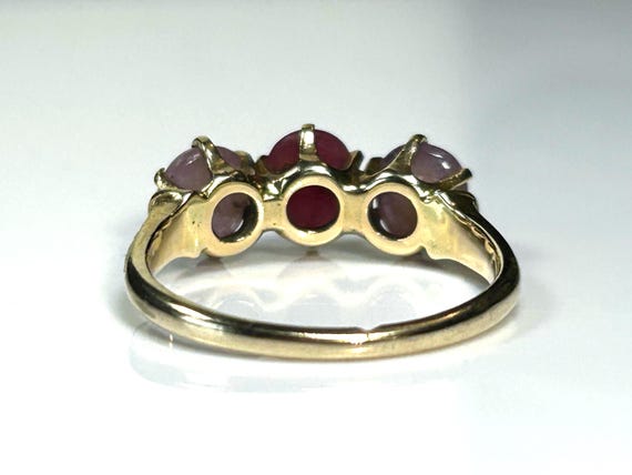Victorian Star Ruby Past Present Future Ring in 1… - image 9