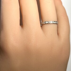 Art Deco Platinum Mine Cut Diamond Eternity Band with Engraving image 12