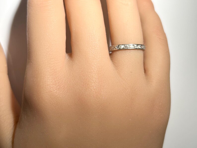 Art Deco Platinum Mine Cut Diamond Eternity Band with Engraving image 12