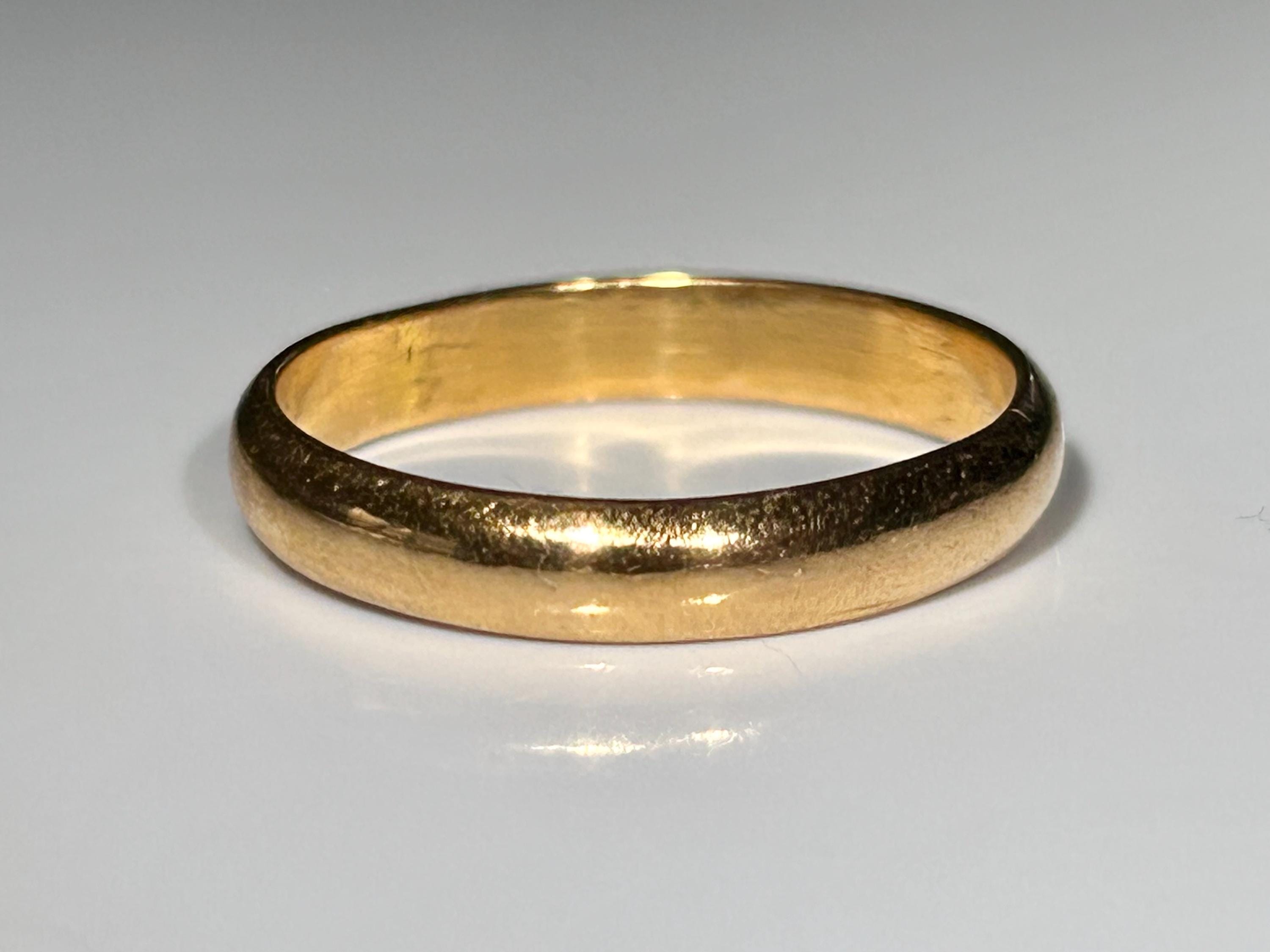 Bague Alliance Ancienne Plaquée Or Jaune - Taille 50 - Style Antique - Occasion Vintage