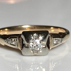 Art Deco Transitional Cut Diamond in 14K Two Tone Gold