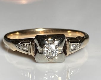 Art Deco Übergangsdiamant in 14K Gold