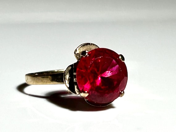 Antique Large Ruby Rosebud Ring Victorian Era in … - image 1