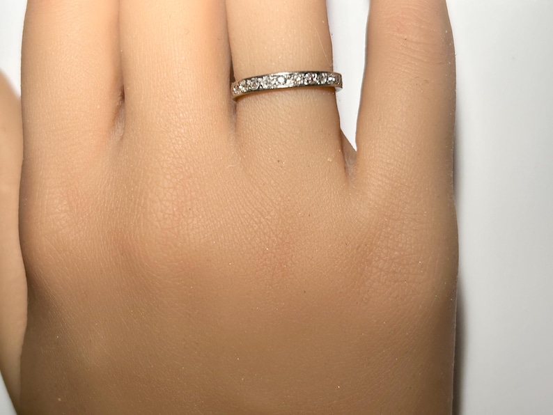 Art Deco Platinum Mine Cut Diamond Eternity Band with Engraving image 13
