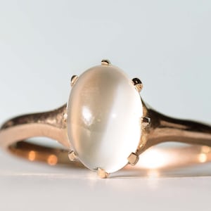 Edwardian Natural Moonstone Ring in 10K Yellow Gold