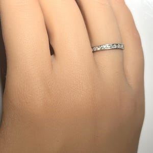 Art Deco Platinum Mine Cut Diamond Eternity Band with Engraving image 2