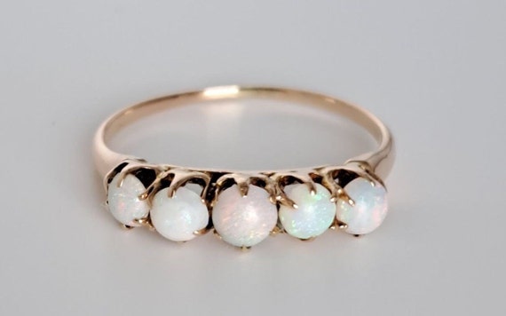 Antique Opal Band in 10K Yellow Gold Victorian Op… - image 1