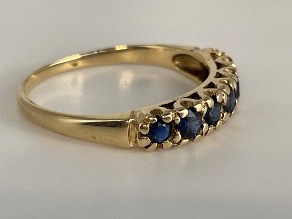 Antique Sapphire Band in 14K Yellow Gold - image 3