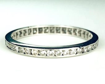 Art Deco Platinum Diamond Full Eternity Band Size 6