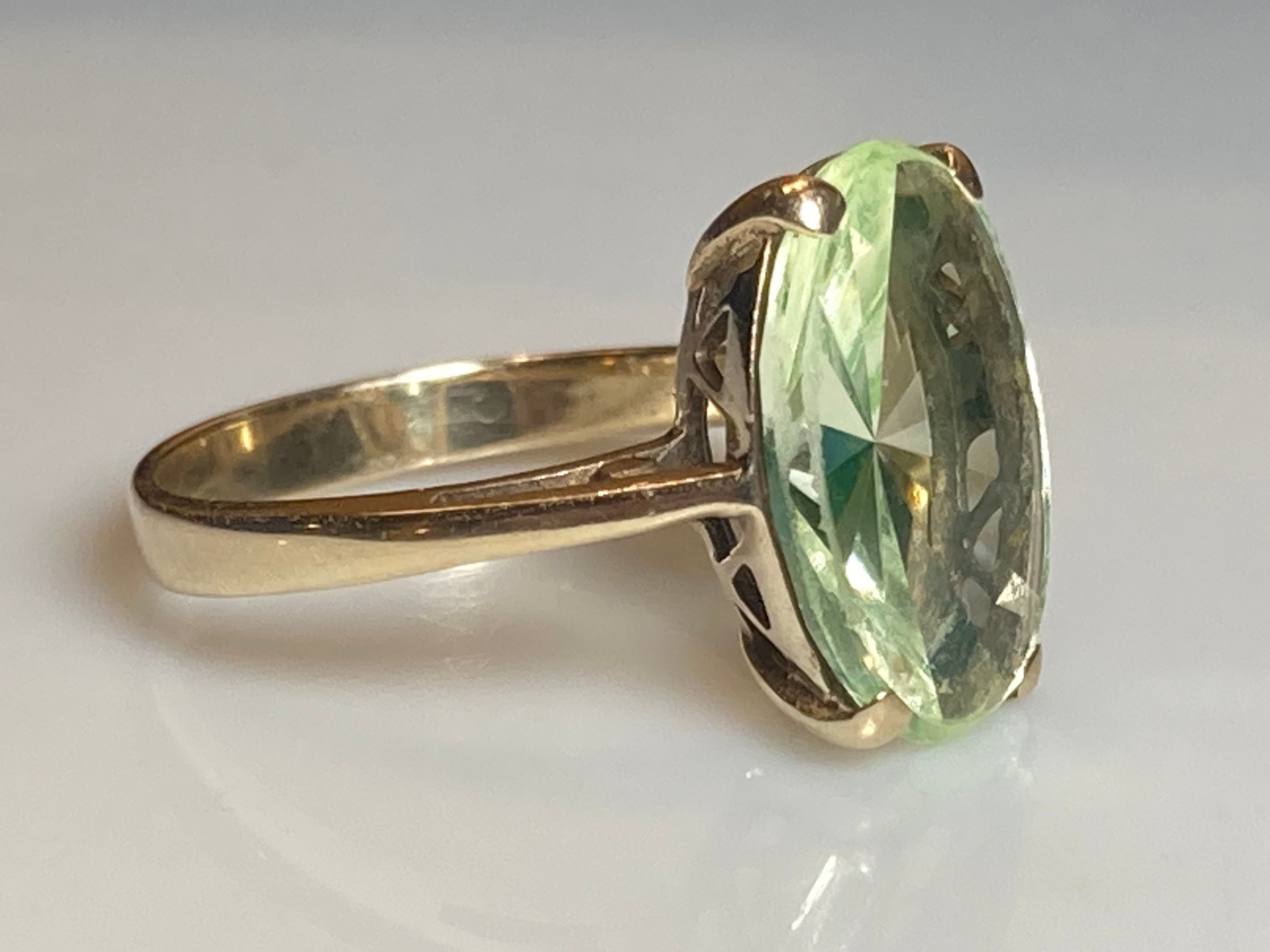 Antique Vaseline Glass Ring in 10K Rose Gold Etsy