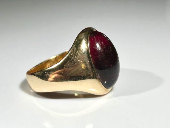 Victorian Ruby Paste Cabochon Gypsy Ring in 14K Y… - image 5