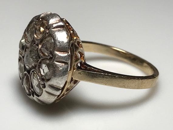 Heavy Georgian Rose Cut Diamond Engagement Ring i… - image 8