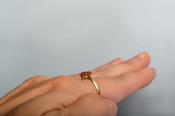 Antique 18K Gold Crown Mount Ruby Paste Ring Vict… - image 9