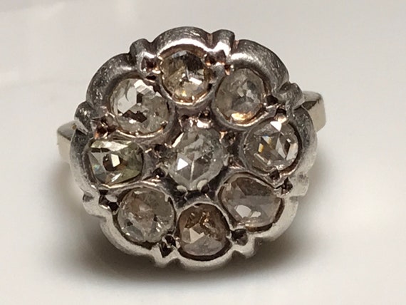 Heavy Georgian Rose Cut Diamond Engagement Ring i… - image 7