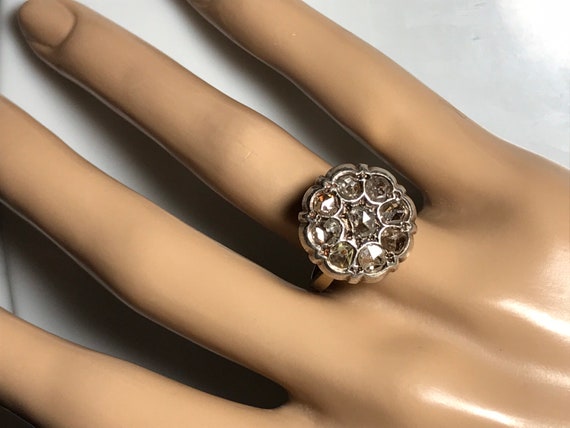 Heavy Georgian Rose Cut Diamond Engagement Ring i… - image 2