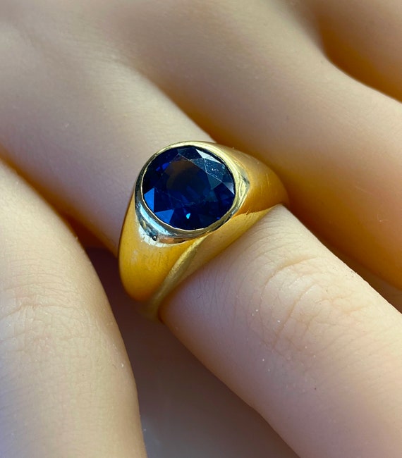 Antique GIA Certified Sapphire Ring in 18K Yellow… - image 5