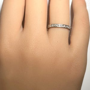 Art Deco Platinum Mine Cut Diamond Eternity Band with Engraving image 6