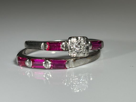 Art Deco Transitional Cut Diamond Ruby Baguette R… - image 9