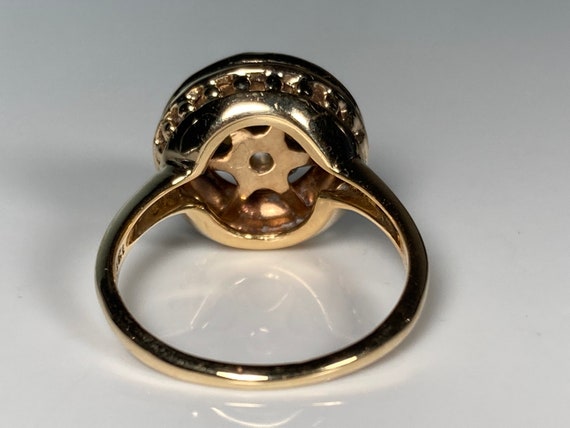 Art Deco Halo Bohemian Garnet Pearl Target Ring i… - image 4