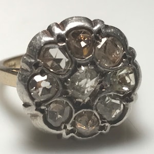 Heavy Georgian Rose Cut Diamond Engagement Ring in 18K Gold circa 1790
