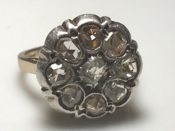 Heavy Georgian Rose Cut Diamond Engagement Ring i… - image 1