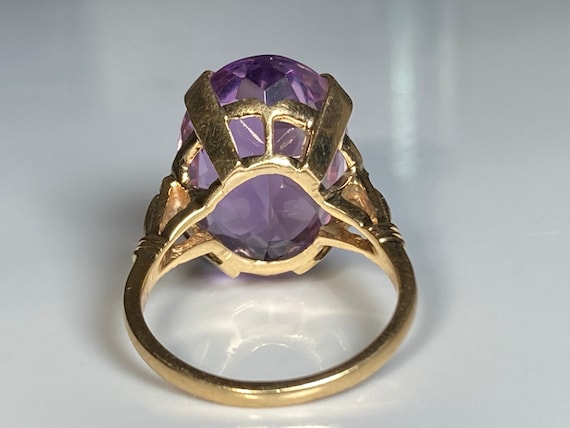 Antique Art Nouveau Amethyst Ring in 14K Yellow G… - image 5