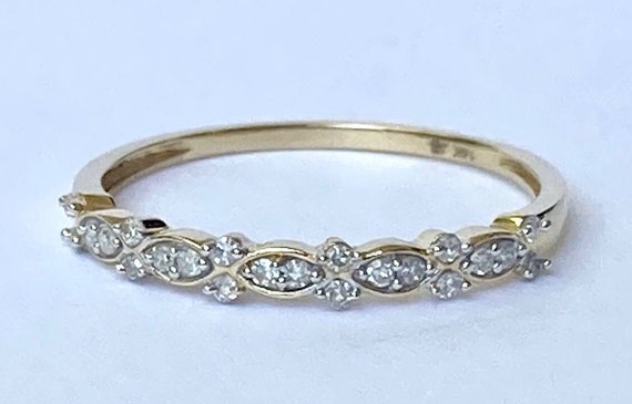 Diamond Floral Stacking Band in 14K Yellow Gold - image 1