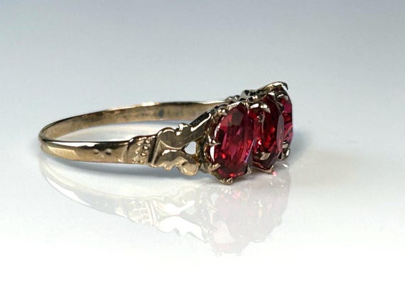 Victorian Ruby Paste Past Present Future Ring in … - image 4