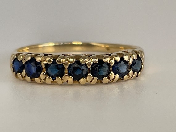 Antique Sapphire Band in 14K Yellow Gold - image 2