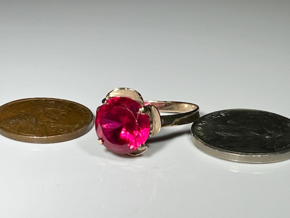 Antique Large Ruby Rosebud Ring Victorian Era in … - image 11