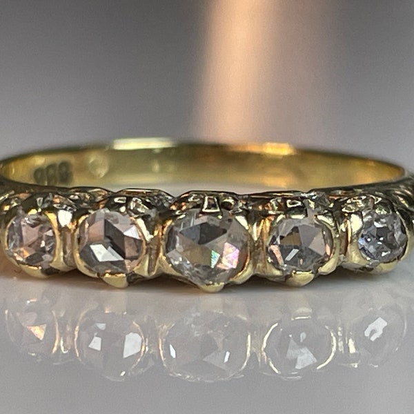 Reserved for S - Please do not buy - Antique Rose Cut Diamond Band in 14K Yellow Gold Edwardian Era