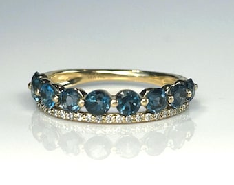 Vintage Kyanite Diamond Stacking Tiara Ring in 14K Yellow Gold