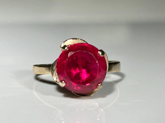 Antique Large Ruby Rosebud Ring Victorian Era in … - image 14