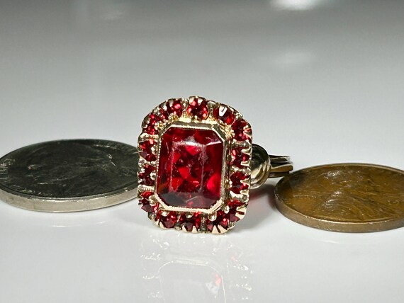 Victorian Bezel Mount Ruby Paste Ring in 10K Yell… - image 14