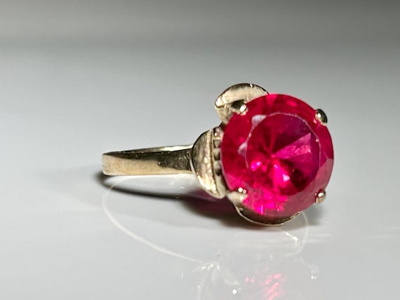 Antique Large Ruby Rosebud Ring Victorian Era in … - image 15