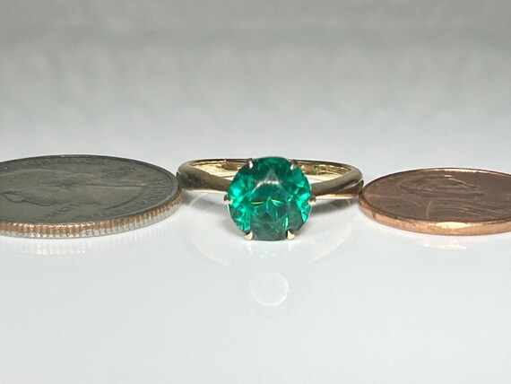 Victorian Emerald Paste Solitaire Ring 14K Yellow… - image 11