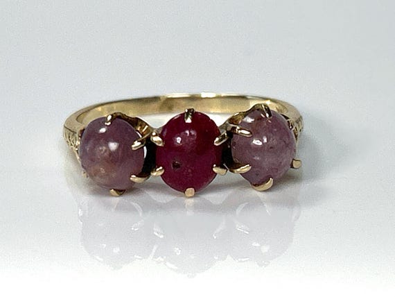 Victorian Star Ruby Past Present Future Ring in 1… - image 6