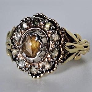 Reserved for M - Heavy Antique Georgian Rose Cut Diamond Ring in 14K Yellow Gold