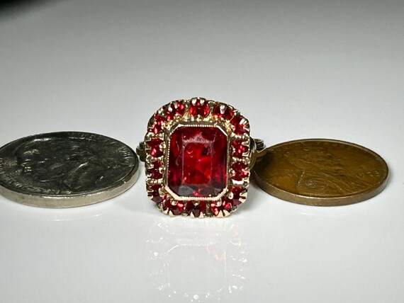 Victorian Bezel Mount Ruby Paste Ring in 10K Yell… - image 11