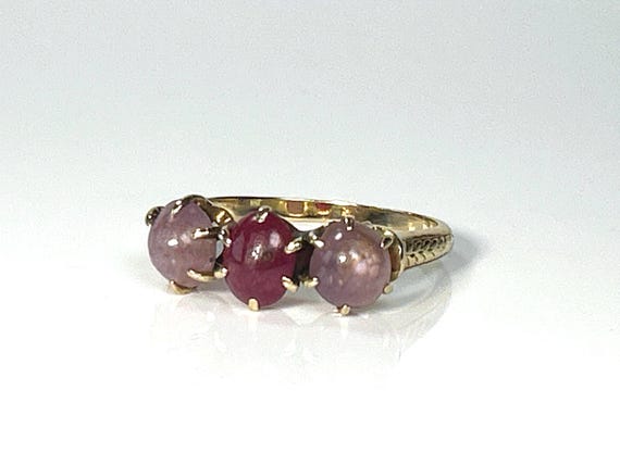Victorian Star Ruby Past Present Future Ring in 1… - image 5