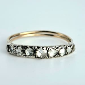Antique Rose Cut Diamond Band in Yellow Gold Victorian Era
