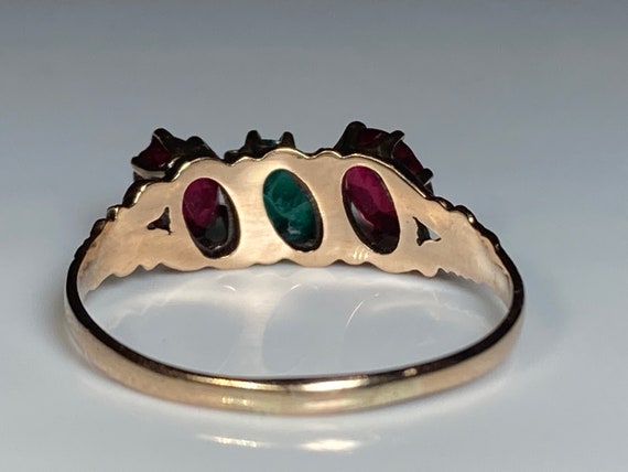 Antique Emerald and Ruby Paste Ring in Yellow Gol… - image 3