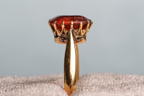 Antique 18K Gold Crown Mount Ruby Paste Ring Vict… - image 6