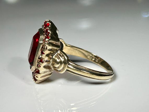 Victorian Bezel Mount Ruby Paste Ring in 10K Yell… - image 2